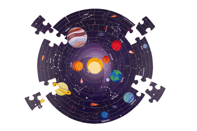 Solar system 50-piece wooden circular jigsaw puzzle