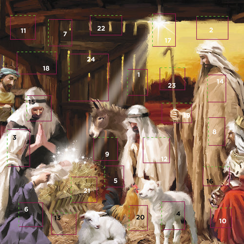 At the manger single Advent card