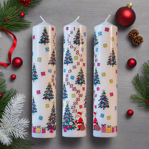 Black Friday offer. Christmas trees pillar Advent candle