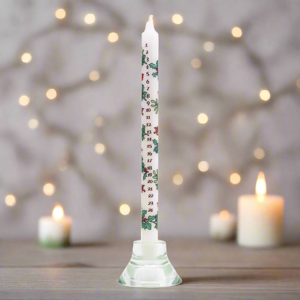 Holly and ivy Advent candle by Alison Gardiner (Slim)