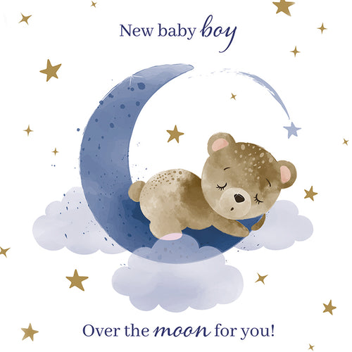 Baby boy single charity greeting card. Blank for your own message