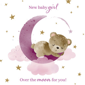 Baby girl single charity greeting card. Blank for your own message