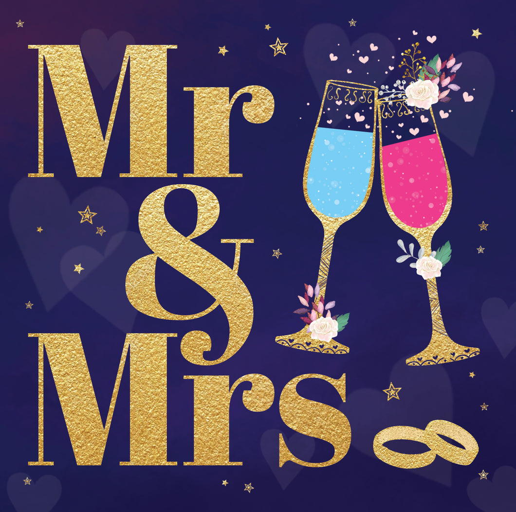 Mr and Mrs single charity greeting card. Blank for your own message