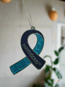 Parkinson's UK charity ribbon Christmas hanging decoration