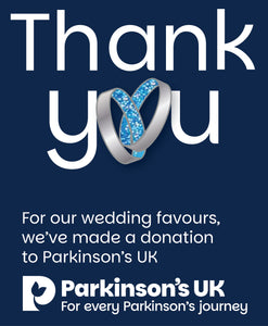 Parkinson's UK wedding favours entwined rings - pack of 10