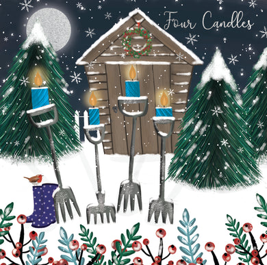 Parkinson's UK charity Christmas cards. Four candles design. Pack of 10 cards