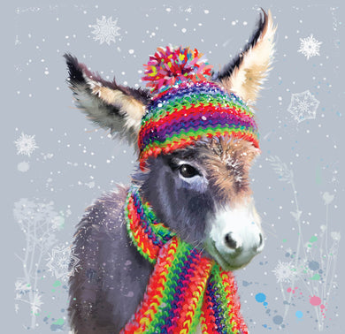 Parkinson's UK charity Christmas cards. Rainbow donkey design. Pack of 10 cards