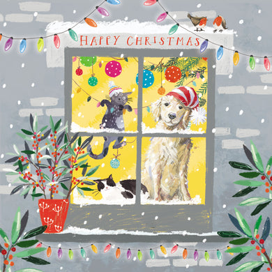 Parkinson's UK charity Christmas cards. Pets at Christmas design. Pack of 10 cards