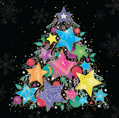 Parkinson's UK charity Christmas cards. Star tree design. Pack of 10 cards