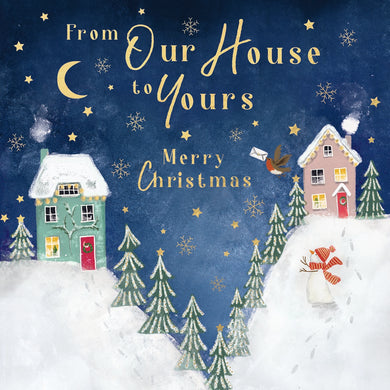 Limited availability. Parkinson's UK charity Christmas cards. Our house to yours design. Pack of 10 cards