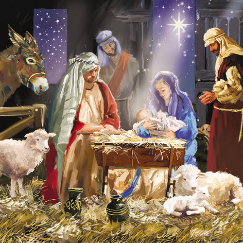 Parkinson's UK charity Christmas cards. Away in a Manger design. Pack of 10 cards.