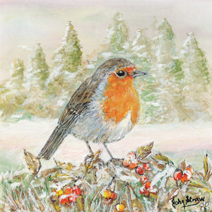 Parkinson's UK charity Christmas cards. Robin winter wonderland design. Pack of 10 cards.