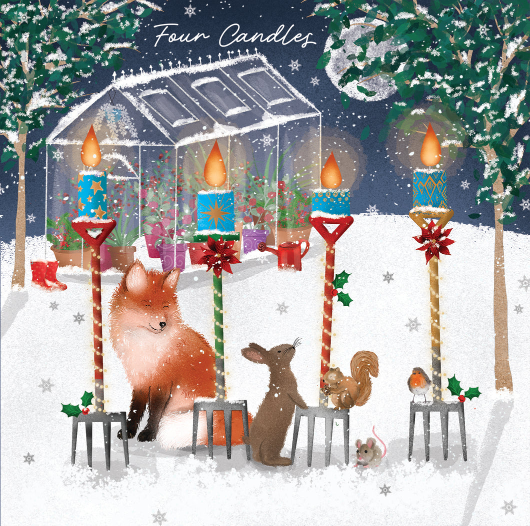 Parkinson's UK charity Christmas cards. Four candles design. Pack of 10 cards.
