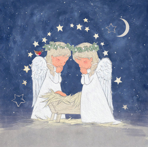 Parkinson's UK charity Christmas cards. Angels and baby Jesus design. Pack of 10 cards.