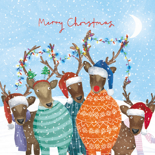 Parkinson's UK charity Christmas cards. Cosy reindeer design. Pack of 10 cards.
