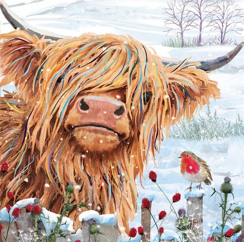 Parkinson's UK charity Christmas cards. Highland Christmas design. Pack of 10 cards.
