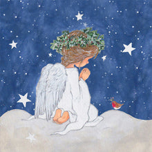 Parkinson's UK charity Christmas cards - Kneeling Angel and robin design