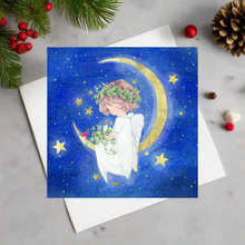 Parkinson's UK charity Christmas cards. Angel and moon design. Pack of 10 cards