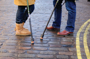 Flexyfoot folding walking stick with oval handle