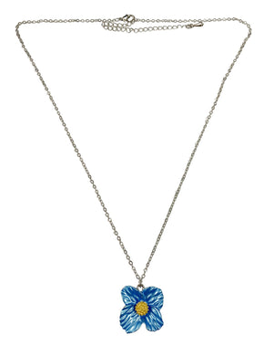 Blue poppy pendant and chain. Clearance sale