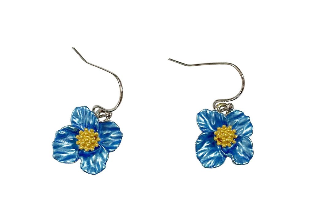 Blue poppy drop earrings. Clearance sale