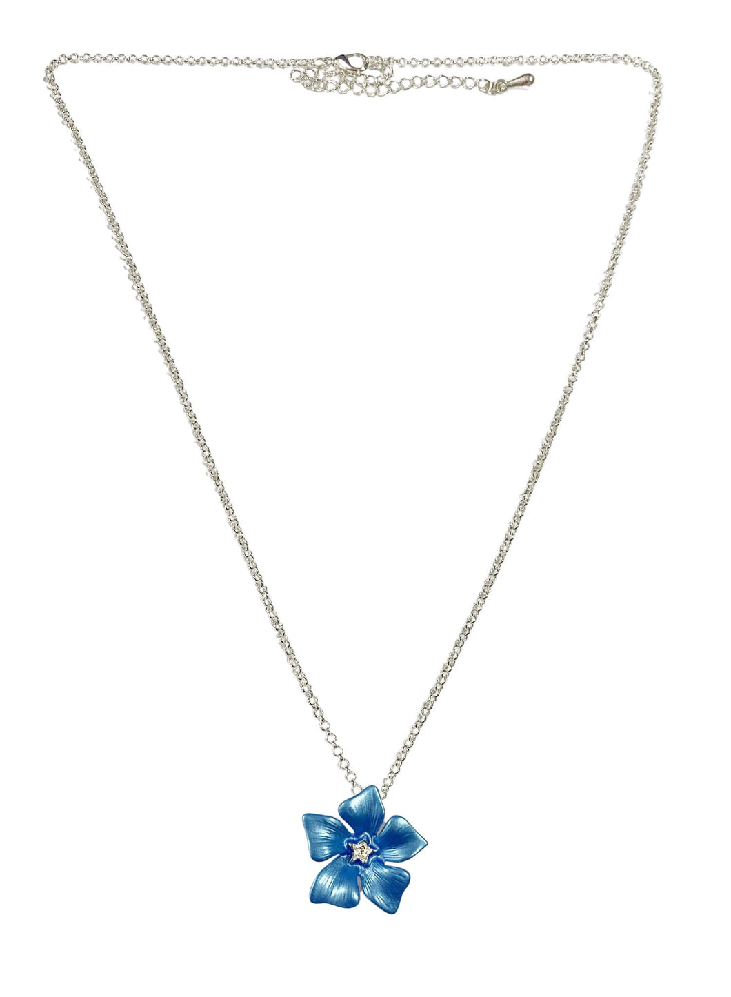 Blue periwinkle pendant and chain. Clearance sale