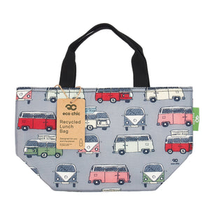Eco-friendly insulated lunch bag made from recycled bottles. Camper Van design.