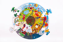 4 seasons 50-piece wooden circular floor jigsaw puzzle