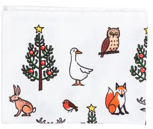 Winter wildlife tea towel by Alison Gardiner