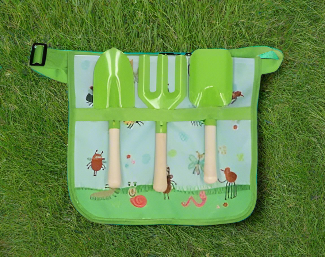 Eco-friendly children's gardening belt with tools from our insect range