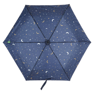 Eco-friendly super compact umbrella made from recycled plastic bottles. Moon and stars design