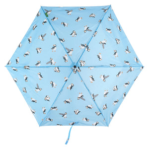 Eco-friendly super compact umbrella made from recycled plastic bottles. Puffin design