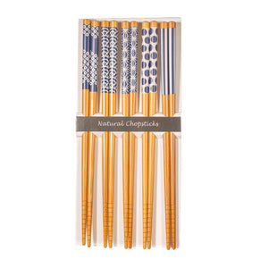 Bamboo chopsticks - blue and white design. Set of 5 pairs