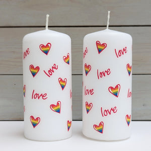 Love heart pillar candle