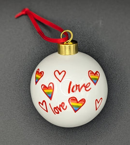 Love heart fine bone china bauble