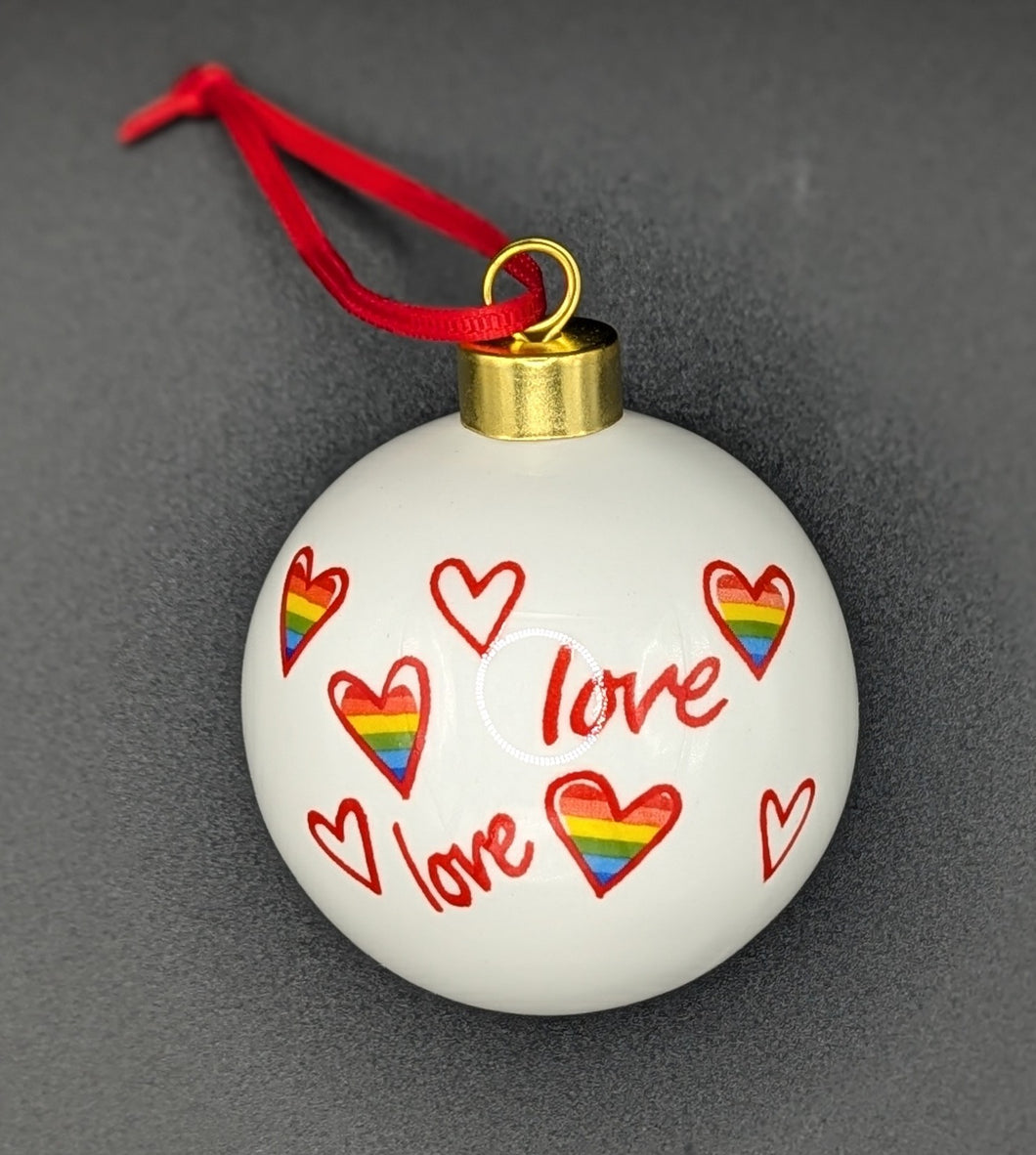 Love heart fine bone china bauble