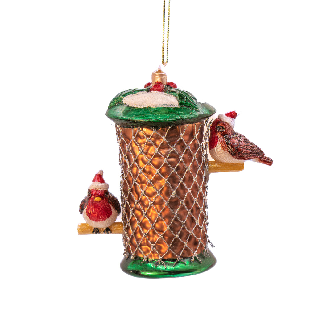 Birdfeeder with robins bauble
