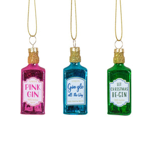 Mini gin bottle baubles - set of 3
