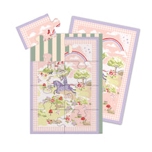Children's jigsaw puzzle card - Unicorn and rainbows