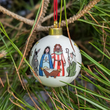 Nativity fine bone china bauble by Alison Gardiner