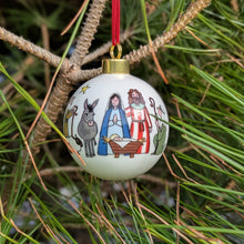 Nativity fine bone china bauble by Alison Gardiner