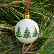 Christmas trees fine bone china bauble by Alison Gardiner