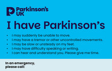 Parkinson’s alert card
