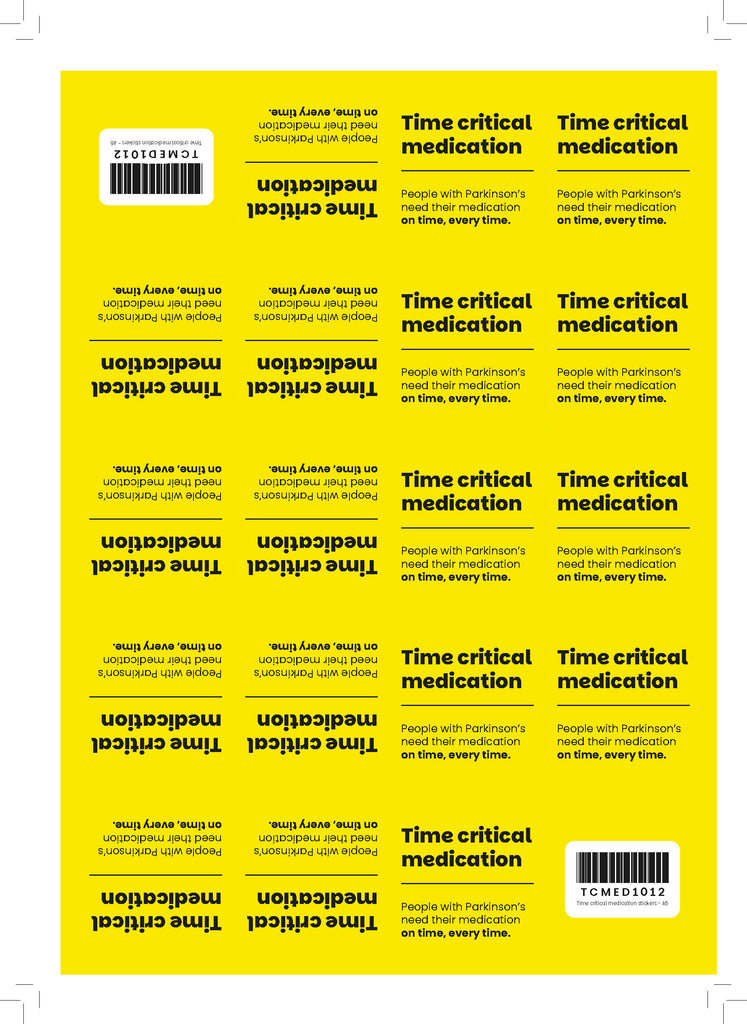 Time critical medication stickers - A5 – Parkinson's UK shop