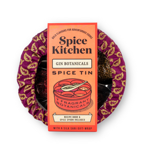 Gin botanicals spice tin in Sari gift wrap