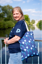 Chelsea tulip cotton tote bag - navy