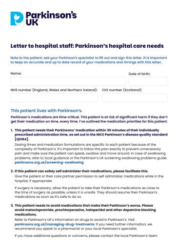 Letter to hospital staff