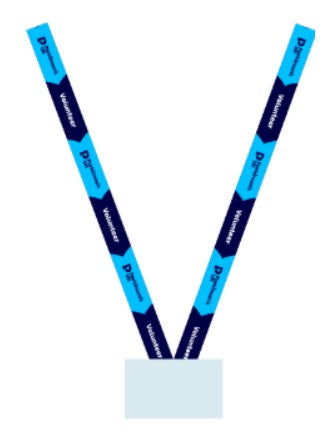 Volunteer lanyard with clear plastic name holder