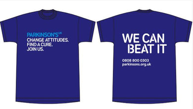Parkinson's UK T-shirt  2 colour options, cyan blue and navy