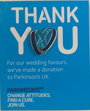 Parkinson's UK charity wedding favours. Wedding rings in cyan and navy. Pack of 10.